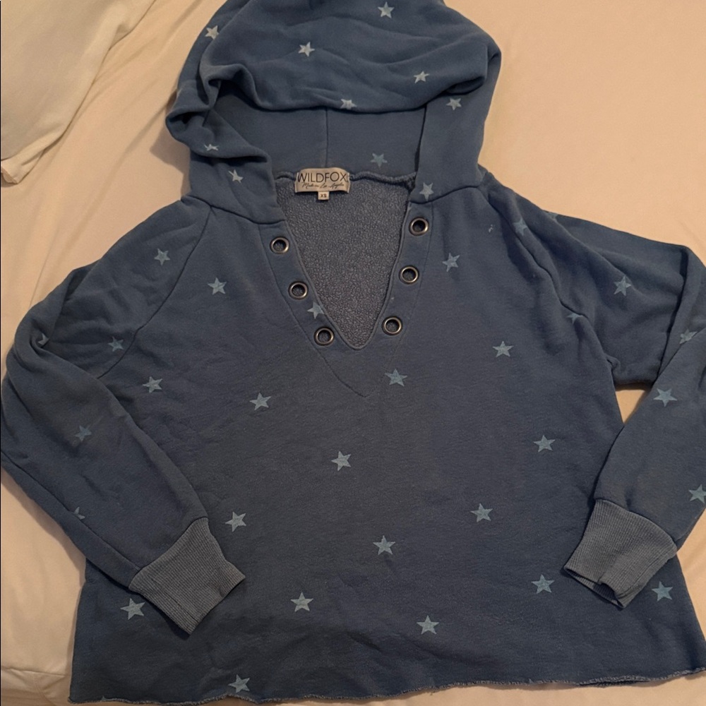 Wildfox V-Neck Blue Star Sweater